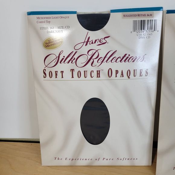 Hanes Silk Reflections Pantyhose Soft Touch Opaques Size CD Dark Navy /Jet New - Picture 2 of 9